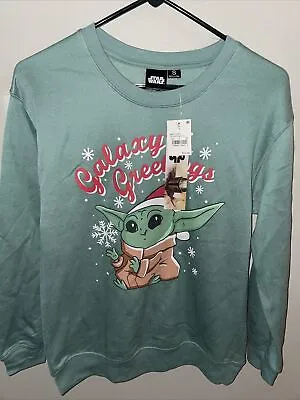 Buy Star Wars Christmas Baby Yoda Holiday Sweatshirt Galaxy's Greetings Women Small • 8.68£