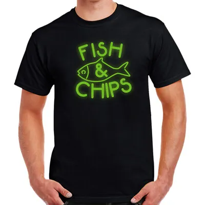 Buy Fish & Chips And Neon Glow Sign T-shirt Chippy Tea Fish Supper Birthday Gift  • 14.99£