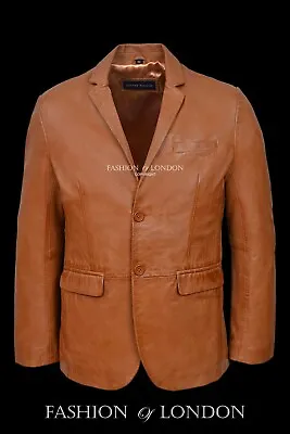 Buy MILANO Men's Italian Leather Blazer Tan Slim Fit Nappa Leather Jacket Coat 3450 • 90.87£