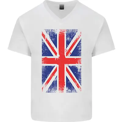 Buy Union Jack British Flag Great Britain Mens V-Neck Cotton T-Shirt • 11.49£