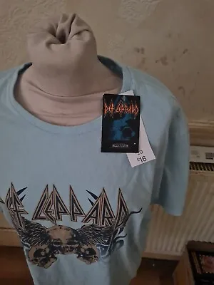 Buy Def Leppard Oversized Graphic Print T Shirt Blue Size Large Mens 90s Retro Band  • 9.99£