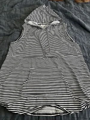 Buy LuLaRoe Brittany Sleeveless Hoodie XL Navy White Stripe • 16.09£