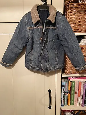 Buy Boys Denim Jacket Age 7-8Years Quilt Lined Teddy Fleece Collar Y2K • 9£