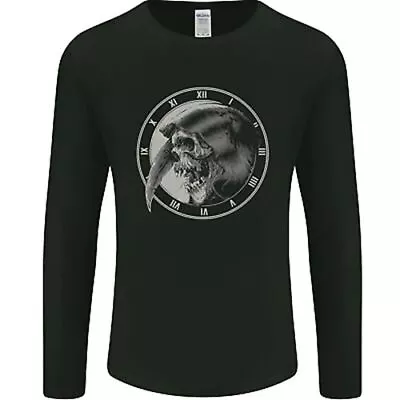 Buy Grim Reaper Clock Skull Biker Gothic Demon Mens Long Sleeve T-Shirt • 12.99£
