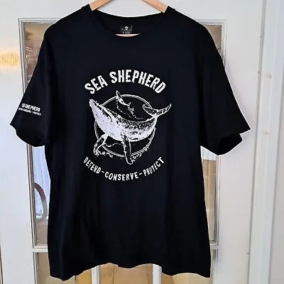Buy Sea Shepherd XL Black Organic Cotton T Shirt Defend Conserve Protect Marine Life • 17.99£