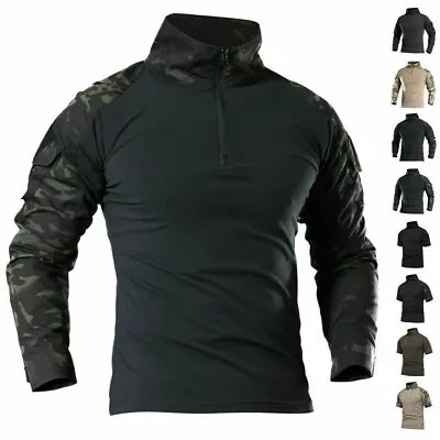 Buy Mens Army-Tactical Military Uniform Airsoft Camo Combat Long Sleeve T-Shirt-Tops • 20.99£