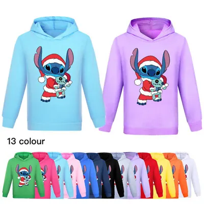 Buy Kids Boys Girls Stitch Christmas Hoodies Jumper Sweatshirt Long Sleeve Pullover • 9.49£