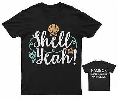 Buy Mermaid 'Shell Yeah' T-Shirt Seashell & Starfish Design Custom Back Message • 14.95£