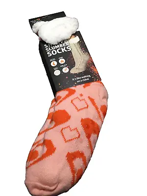 Buy NWT Heat Trendz Sherpa Slumber Socks - One Size Fits All Unisex /orange Hearts • 14.21£