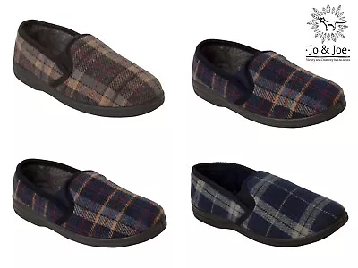 Buy Mens Gents Slip On Comfy Tweed Tartan Check Twin Gusset Full Slippers Shoes Size • 12.99£