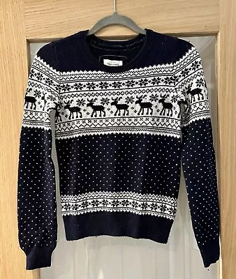 Buy Abercrombie & Fitch Women’s Christmas Jumper - Navy And White - Size M • 3£