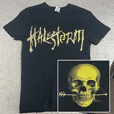 Buy HALESTORM Band T-Shirt Rare Official Merch Gold Skull Graphic Print Size Small • 19.29£