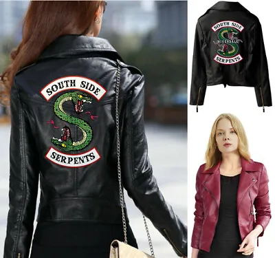 Buy Womens Autumn Jacket Southside Serpents Riverdale PU Leather Jacket Printed Coat • 35.48£