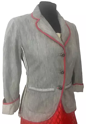 Buy Paul Smith Pink Label Womens Grey Denim Style Distressed Short Jacket Uk 8 Eu 40 • 18.99£