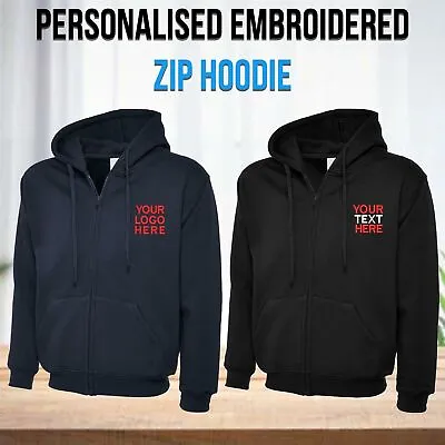 Buy Personalised Zipper Hoodie Embroidered Your Name Text Logo Printed Zip Up Hoody • 17.99£