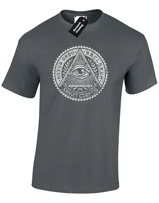 Buy Vintage Illuminati Mens T Shirt Tee Pyramid Eye Conspiracy All Seeing Eye Top • 7.99£