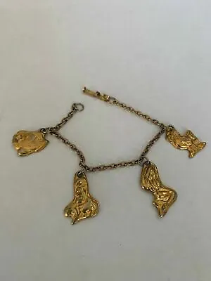 Buy Disney Little Mermaid Child's Charm Bracelet Gold Tone Ariel Flounder Vintage  • 7.36£