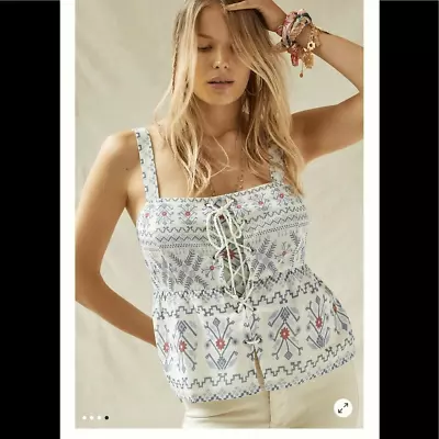 Buy Anthropologie I Forever That Girl Lace-Up Peplum Tank • 61.77£