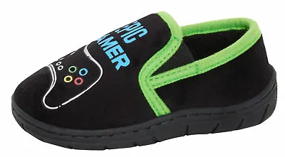 Buy Boys Epic Gamer Slippers Kids Gaming Slip On Mules Warm Fleece Lined House Shoes • 9.95£