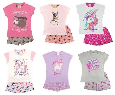 Buy Girls Short Pyjamas 6 Cool Designs 3-13 Years 100% Cotton • 9£
