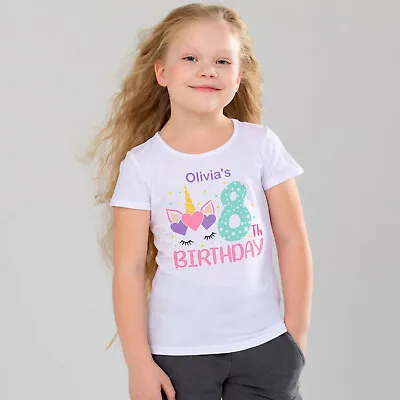 Buy Personalised Unicorn Age Tshirt. 100% Cotton Child/kids/toddler/baby • 8.95£