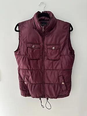 Buy Women Puffer Vest Size M 9-10 Pockets Faded Glory Full Zip Rio Plum Sleeveless • 7.67£