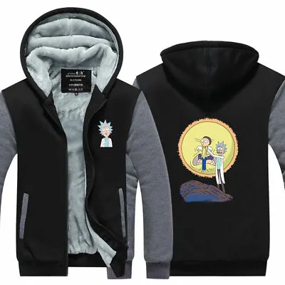 Buy Rick And Morty Thicken Hoodies Fleece Hooded Jacket Warm Sweatshirts Winter Coat • 43.19£