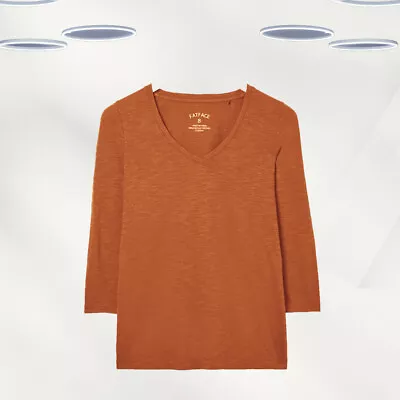 Buy Ex Fat Face Women’s 3/4 Sleeve Organically Cotton Top In Rust Brown • 15.99£