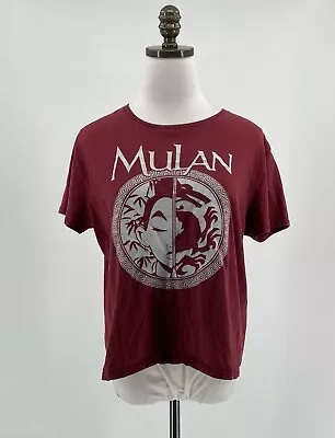 Buy Disney Mulan Womens Burgundy Red Knit Graphic Print Short Sleeve Tee Top Sz M • 12.25£