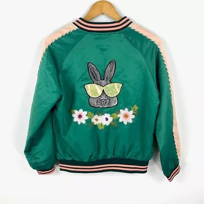Buy Kitsch Bunny Varsity Bomber Y2k 90’s Vibes Jacket Size 6/8 • 10£