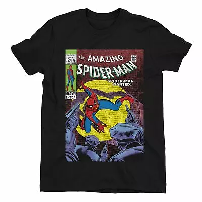 Buy Spiderman Wanted Comic Book Cover Children's Unisex Black T-Shirt • 10.99£