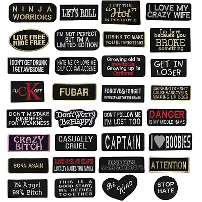 Buy Biker Quote Slogans Iron On Patch- Funny Words Applique Badge Sew Patches • 2.69£