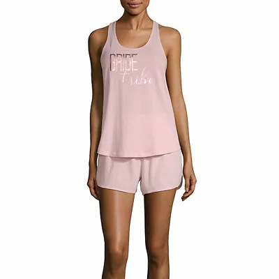 Buy Ambrielle Sleepwear Tee Shorts PJ Set Bridal Bride Tribe Pink Cotton NWT • 10.80£
