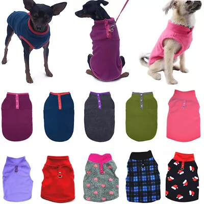 Buy Dog Puppy Pet Cat Soft Fleece Button Contrast Jumper Top Vest Shirt Free Post • 7.67£