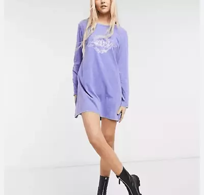 Buy Noisy May T-shirt Dress With Cherub Motif In Washed Purple Small NWT • 35.91£