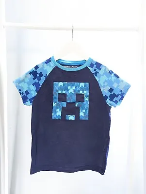 Buy NEXT Boys 9 Years Blue Short Sleeve MINECRAFT Top T-shirt Casual Clothes Summer • 2.50£