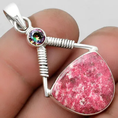 Buy Pink Thulite - Norway & Mystic Topaz 925 Sterling Silver Pendant Jewelry P-1600 • 11.33£