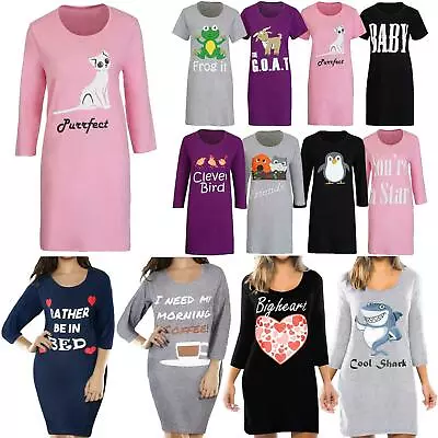 Buy Womens Nightdress Nightie Cotton Blend Ladies Short Sleeve Pyjamas T Shirt Top • 9.99£
