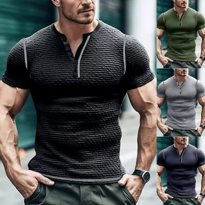 Buy Mens Sport Gym Muscle Golf T Shirts Tops Short Sleeve Slim Fit Blouse Pullover • 6.99£