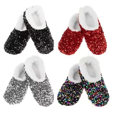 Buy Snoozies Bling Sequins Super Soft Sherpa Womens Slippers Choice Of Size & Colour • 13.99£