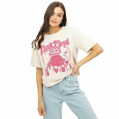 Buy Official Pink Floyd Ladies  All Seeing Eye Boxy Cropped T-Shirt Nude S - XL • 13.99£