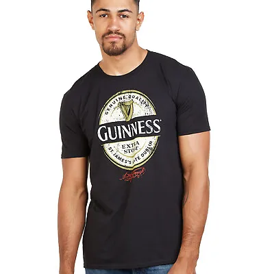 Buy Official Guinness Mens Label T-shirt Black S - XXL • 13.99£