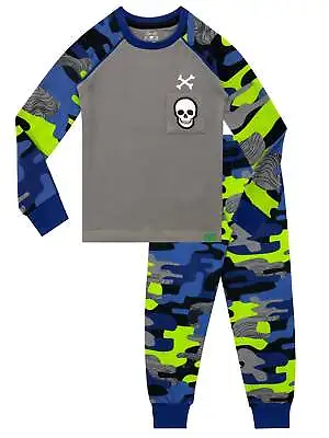 Buy Camouflage Skull Pyjamas Kids Boys 6 7 8 9 10 11 12 Years PJs Long Sleeve Set • 12.99£