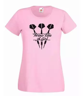 Buy Ladies Pink Throw Like A Girl Womens Darts Professional Sports T-Shirt • 12.95£