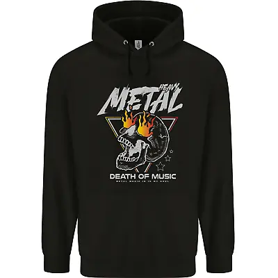 Buy Heavy Metal Death Of Music Skull Mens 80% Cotton Hoodie • 19.99£