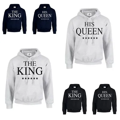 Buy THE KING HIS QUEEN HOODIE Christmas Mine Valentines Couples Matching Gift (HOOD) • 13.95£