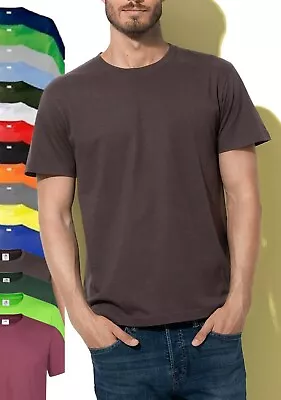 Buy Stedman Plain Cotton BROWN GREEN GREY ORANGE LIME Short Sleeve Tee T-Shirt S-5XL • 5.25£