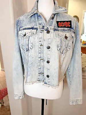 Buy AC/DC Women’s Jacket Size Small Lace Up Metal Acid Wash Blue Denim Jean New • 43.61£