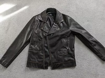Buy HI BUXTER Brown Faux Biker Style Leather Jacket Size Large Excellent Condition  • 40£