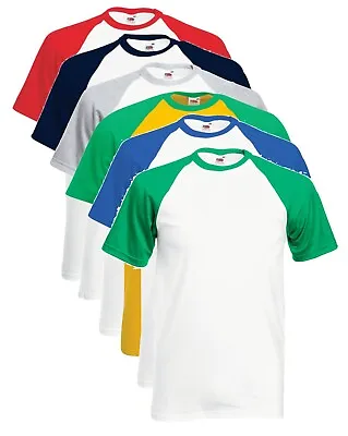 Buy Mens Short Sleeve Cotton Contrast Sleeve Baseball Tee T-Shirt Tshirt No Logo • 7.25£
